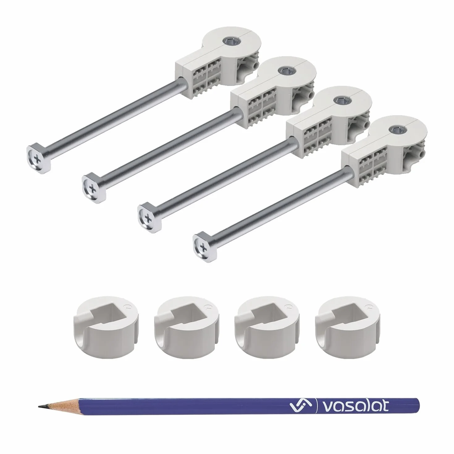 vasalat Złącze blatowe Quick-Tech – 4 x łącznik do płyt M8 x 150 mm do blatu roboczego o grubości minimalnej 25 mm + 4 x odpowiednik