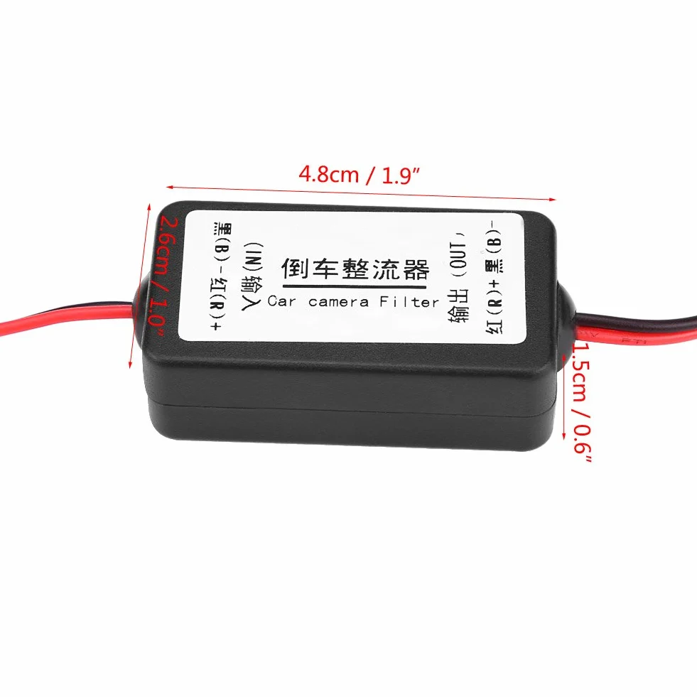 Keenso 12 V DC przekaźnik zasilania kondensator filtr złącze do prostownika kamery zapasowej automatyczna kamera samochodowa filtr samochodowy prostownik wsteczny