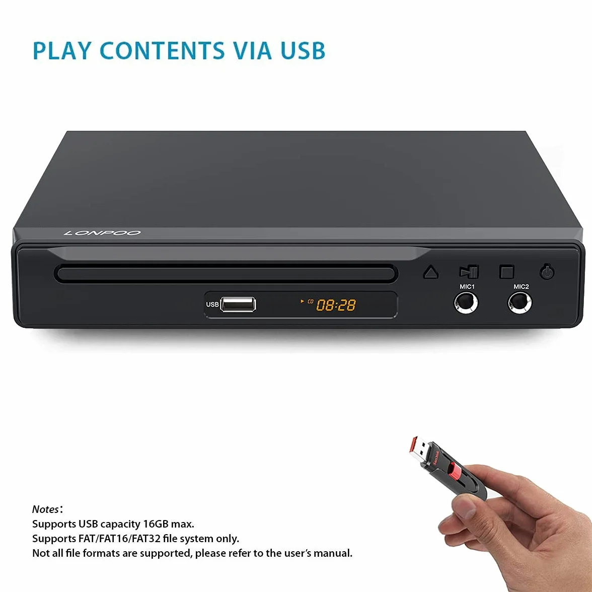 Odtwarzacz DVD LP-077 z HDMI AV Scart USB, metalowa obudowa