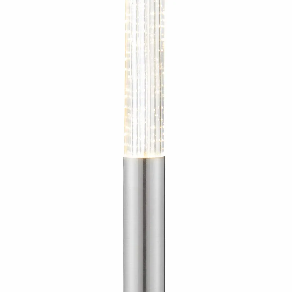 1555 mm wysokości wolnostojąca lampa podłogowa i lampa LED z funkcją łodygi - satynowy chrom i abażur z tkaniny - 60 W Max E27 żarówka nastrojowe oświetlenie - salon salon salon salon podstawka do czytania - metal wysoki i dotykowy ściemniacz