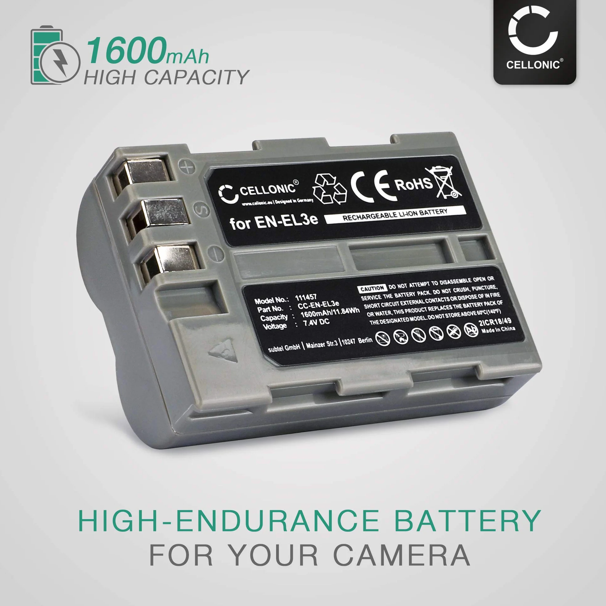 CELLONIC® Wymienna bateria EN-EL3e 1600mAh do Nikon D50 D70s D80 D90 D200 D300 D300S Kamera akcji kamery