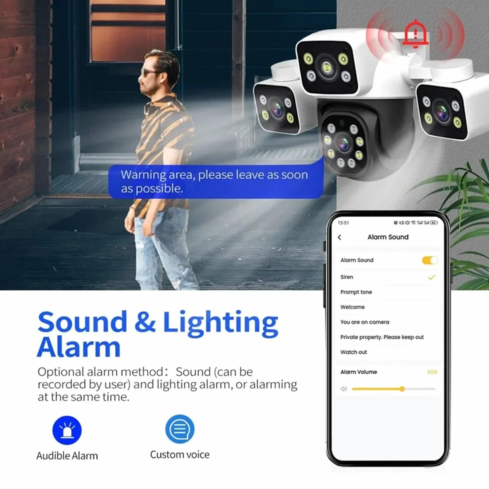 Kamera IP WiFi 6 MP, 3 obiektywy, ekrany, 10-krotny zoom, detekcja AI, automatyczne śledzenie, bezprzewodowa zewnętrzna kamera do monitoringu CCTV,Spokój ducha zawsze(Camera Add 32G SD)
