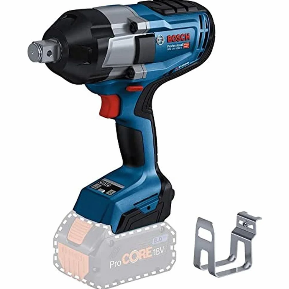 Bosch Professional system 18V: akumulatorowy klucz udarowy BITURBO GDS 18V-1050 H (maksymalny moment obrotowy 1 050 Nm, moment zrywający 1 700 Nm)