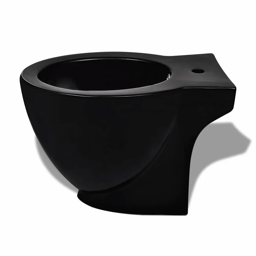 Bidet stojący stojący bidet ceramiczny czarny 58 x 40 x 40 cm z otworem na kran 35 mm odpływ 40 mm do łazienki, higieniczna pielęgnacja intymna i szybkie czyszczenie bez armatury