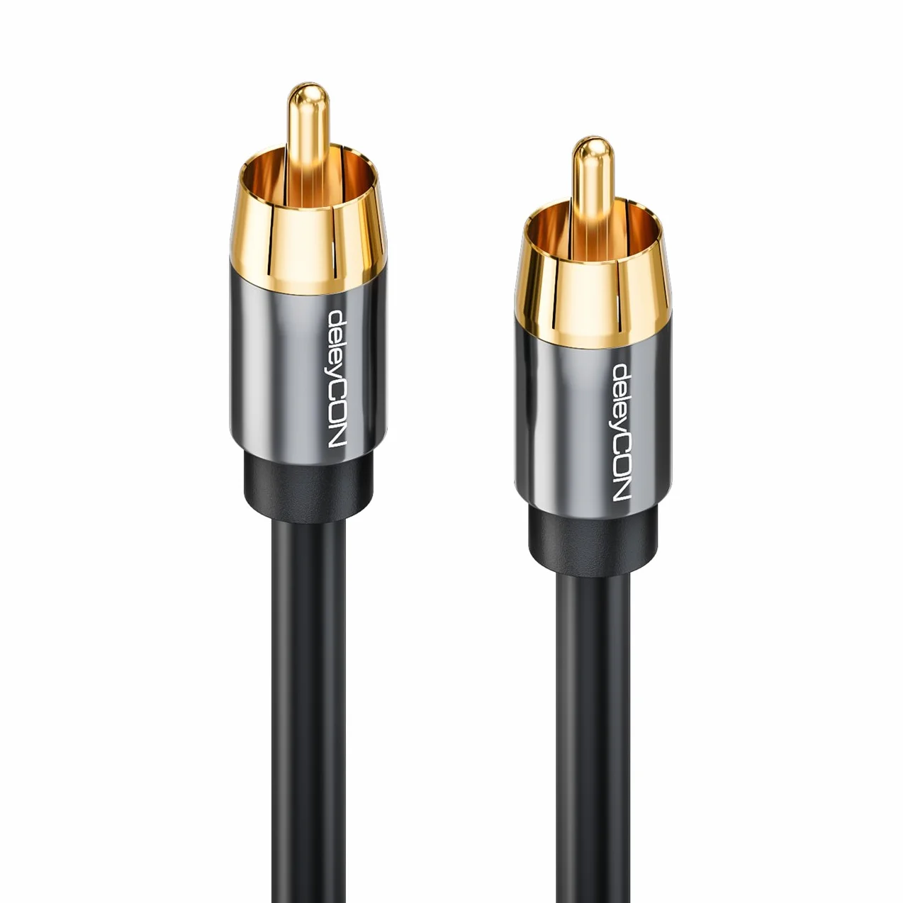 deleyCON 10m Kabel Subwoofera - Cyfrowy Przewód Koncentryczny Cinch RCA - Pozłacane Wtyki - Przewód Audio - Subwoofer Odbiornik AV Wzmacniacz Kino Domowe
