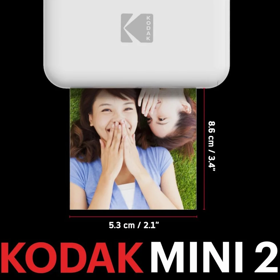 KODAK PM220 Drukarka fotograficzna i wkład MSC20 - Zdjęcia 5,4 x 8,6 cm, WiFi, kompatybilna z iOS i Android - Biała