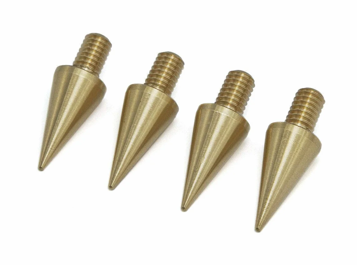 PrecisionGeek - Kolce Głośnikowe M5 x 7mm L- 20mm, Mosiądz (4 sztuki)