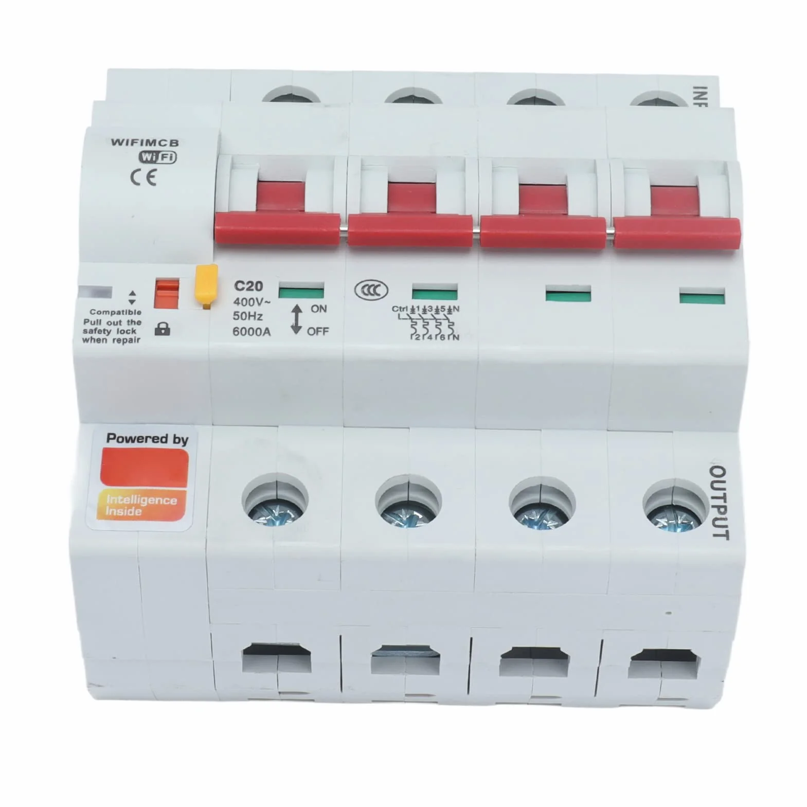 Inteligentny Wyłącznik WiFi 4-polowy z Zdalnym Sterowaniem i Blokadą Bezpieczeństwa AC 400V 20A dla Systemu Smart Home