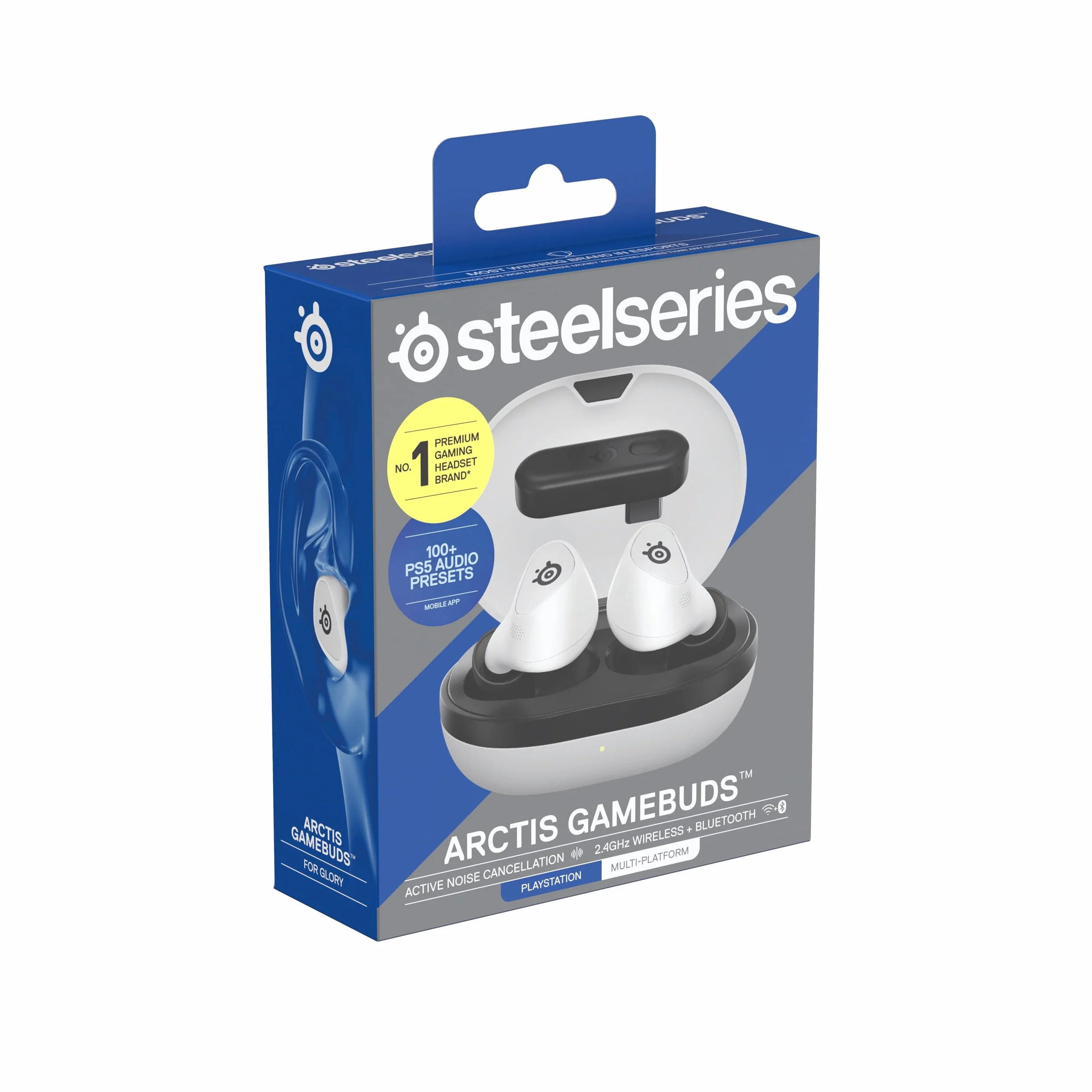 SteelSeries Arctis GameBuds Bezprzewodowe Słuchawki Douszne do Gier PS5 PC Switch, 2,4 GHz+BT 5.3, ANC, 40 godz. Bateria, Ładowanie Bezprzewodowe