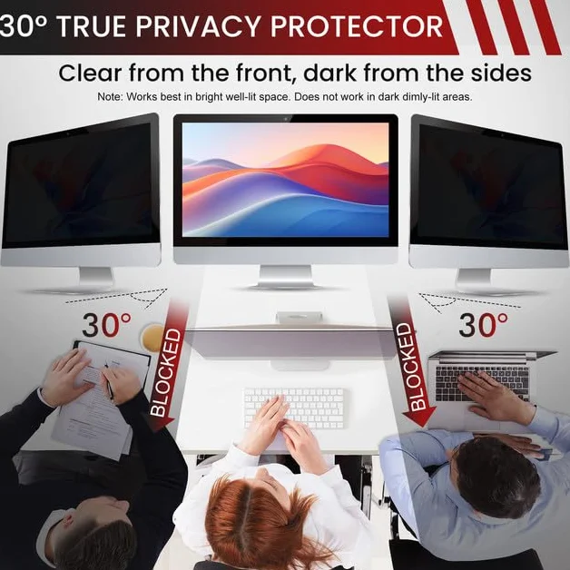 LAMA Folia prywatyzująca do monitora 24", filtr prywatności, zdejmowana ochrona przed wzrokiem, filtr prywatności, ochrona przed promieniowaniem UV/niebieskim światłem/oślepieniem (16:9)