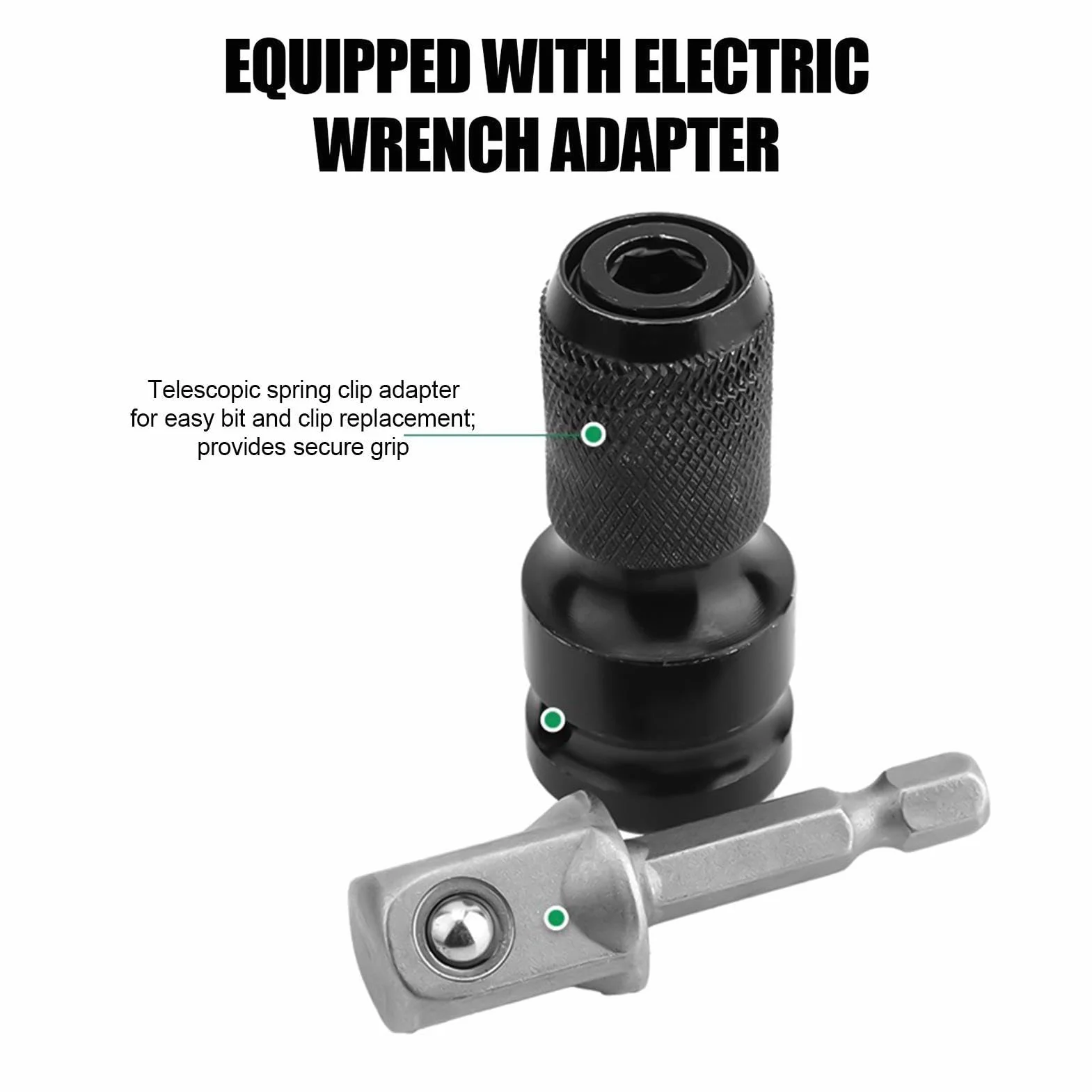 Bit Nasadowy Hex Z Adapterem Ciasno Pasującym 10-24 mm | Zestaw Głębokich Nasad Do Pneumatyki Do Konserwacji Przemysłowej, Domu, Garażu, Warsztatu, Dla