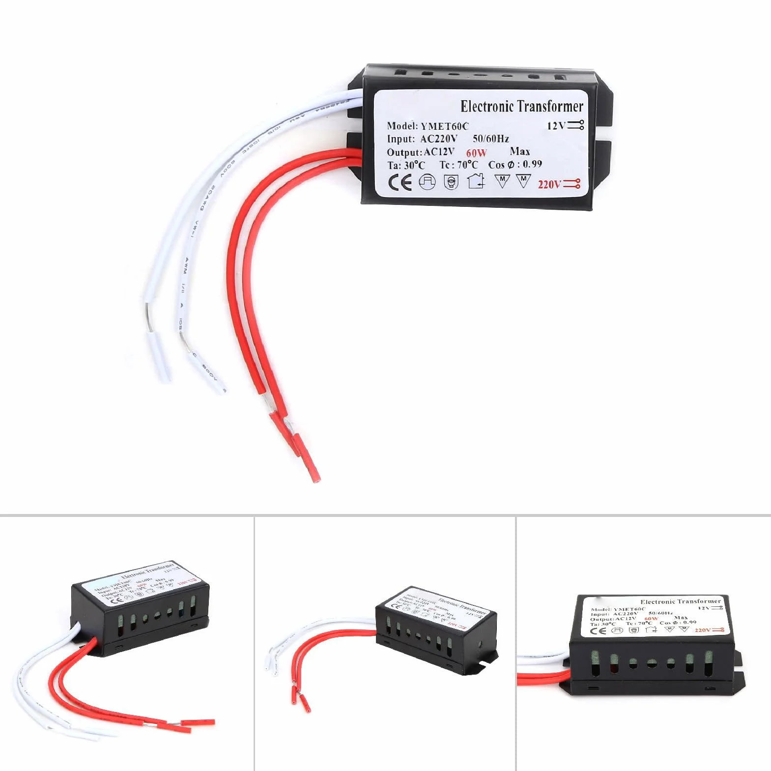 Hyuduo 220V bis 12V Elektronischer Transformator Spannungswandler Smart Power Supply Driver LED Power Supply Driver(60W)