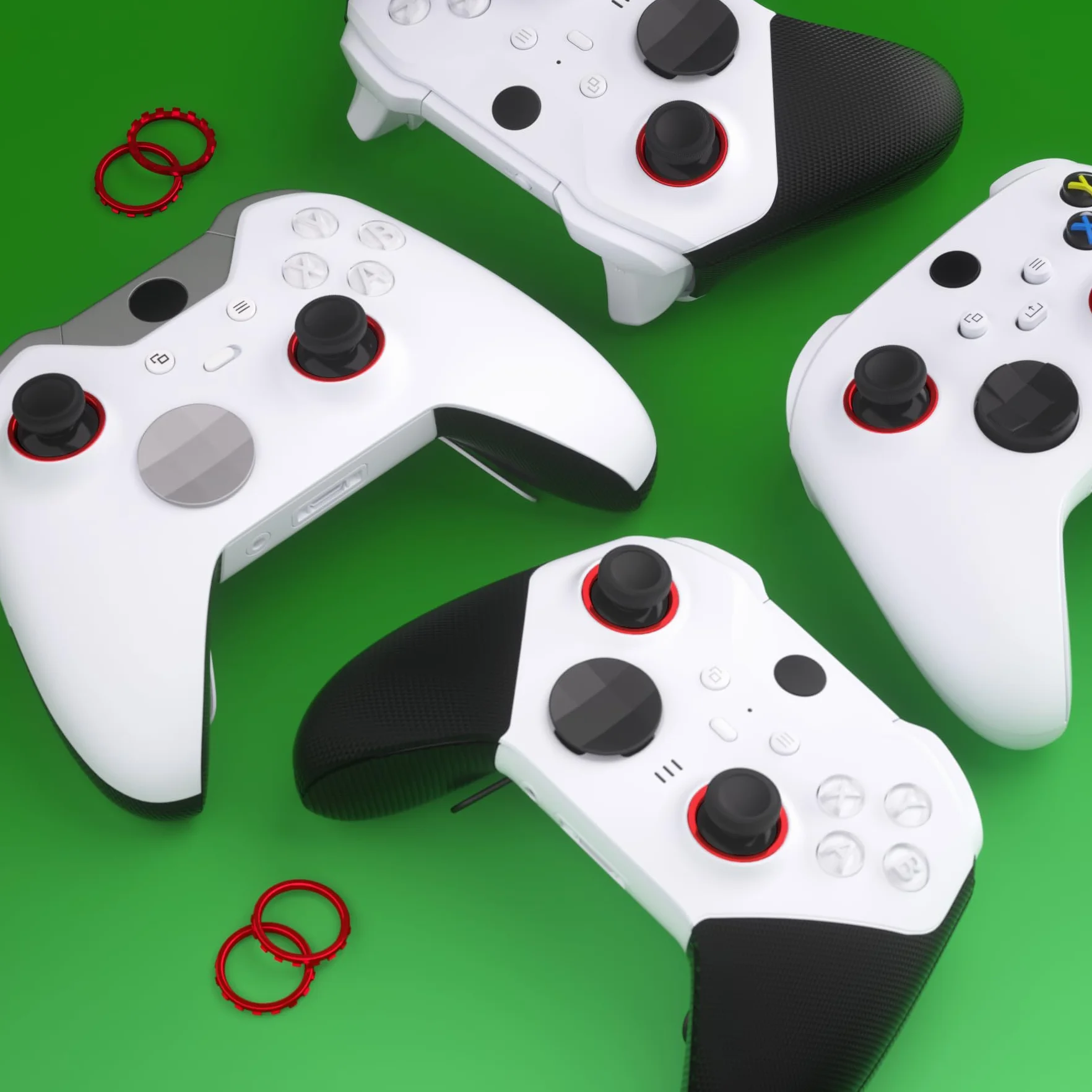 eXtremeRate Chrom Czerwony Custom Accent Rings dla Xbox Series X/S Controller, Akcesoria Zamienne dla Xbox One Elite, Elite Series 2