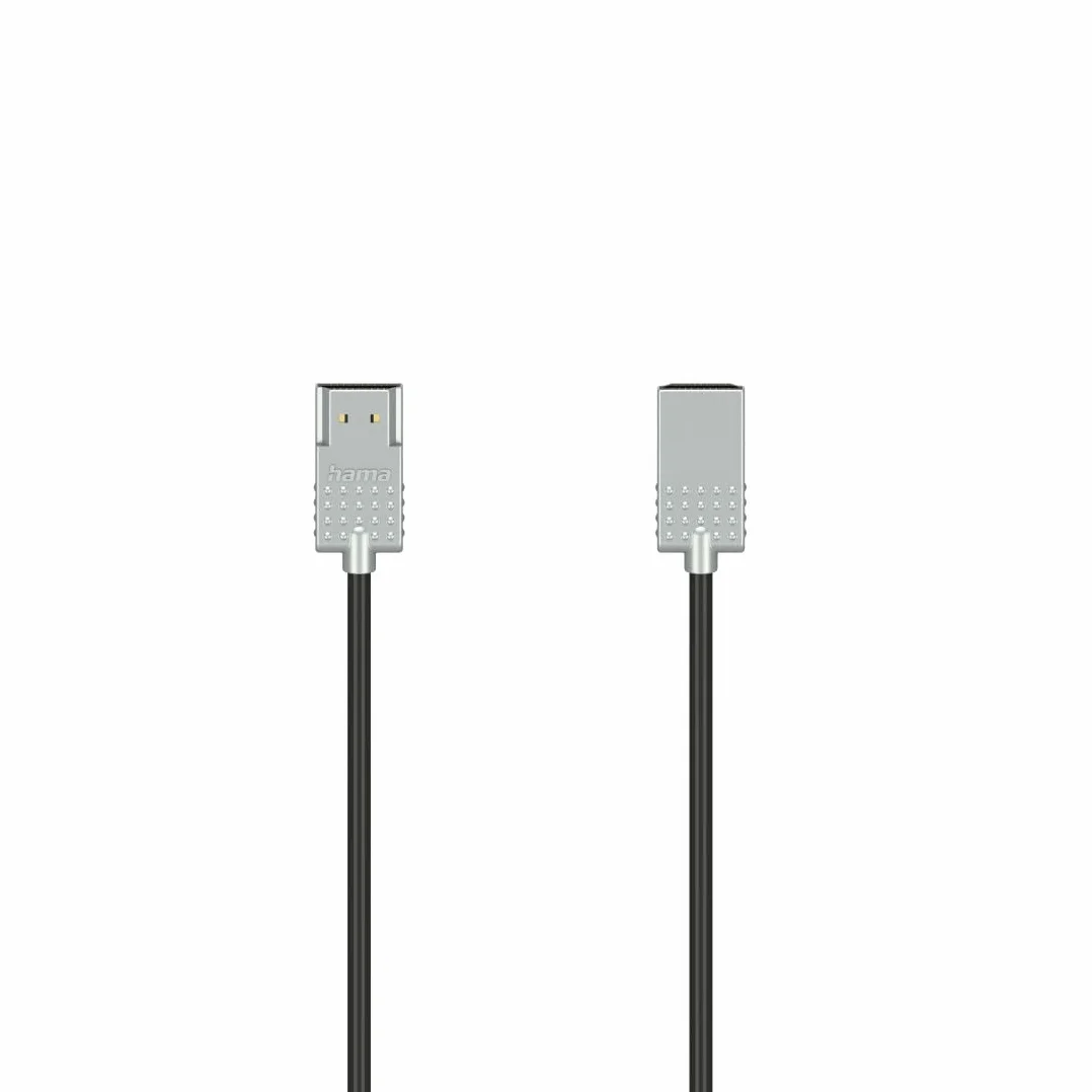 HAMA Ultra-cienki kabel HDMI™ High Speed, 4K, wtyczka męska - wtyczka męska, Ethernet, metal, 2m, 10 lat, czarny i szary