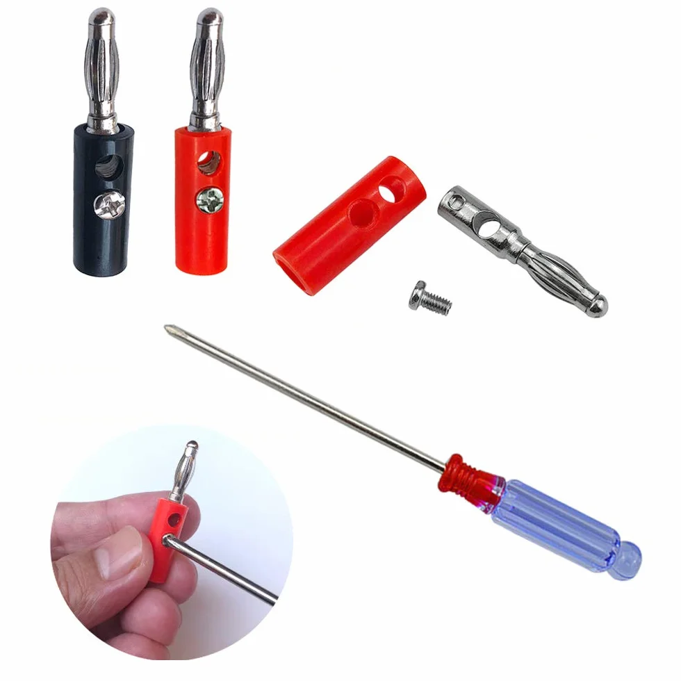 Zestaw złączy wtykowych bananowych 4 mm 40 szt. niklowana wtyczka bananowa zaciski słupkowe