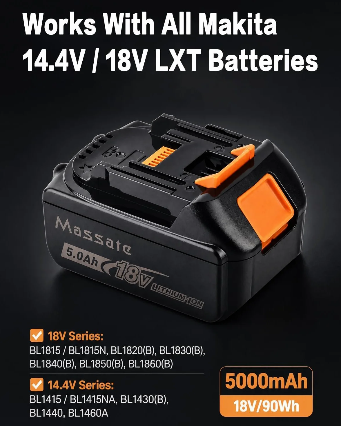 2 sztuki 18 V 5,0 Ah akumulator zamienny z ładowarką DC18RC, kompatybilny z akumulatorami Makita 14,4V-18V BL1815, BL1820B, BL1830, BL1830B, BL1840, BL1840B, BL1850, BL1850B, BL1860, BL1860B