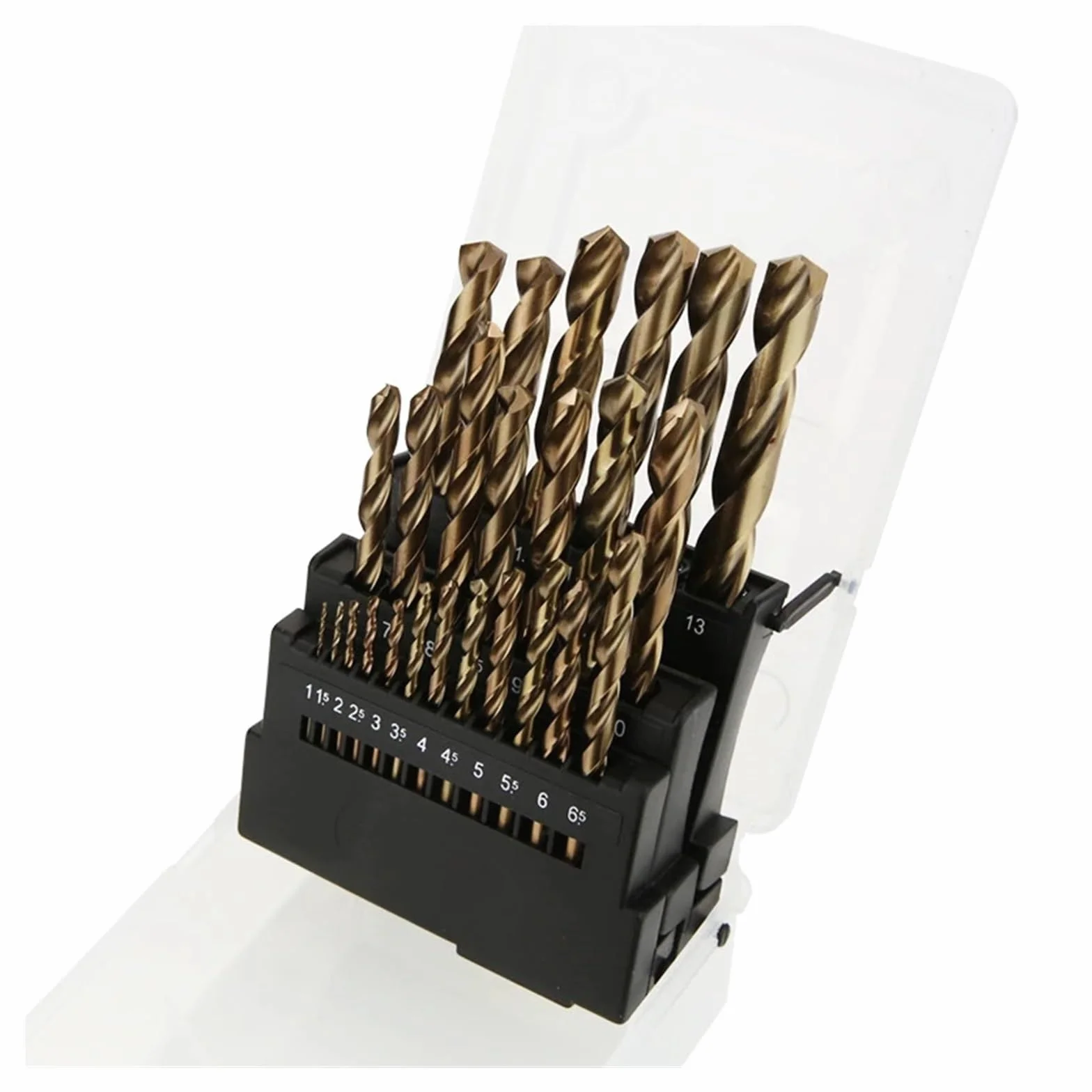 Zestaw wierteł kobaltowych M35 do żelaza i metalu chwyt betonowy akcesoria narzędziowe do metalu wiertło kręte ze stali nierdzewnej 1-13mm(19 pieces(1.0-10.0))