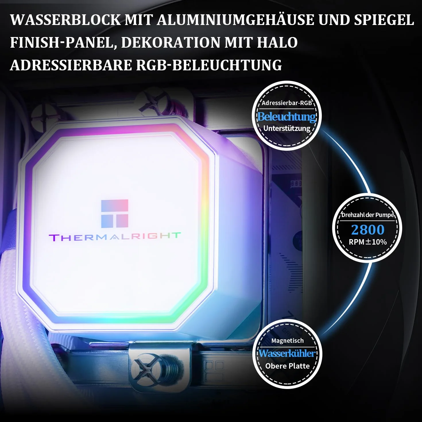 Thermalright Frozen Prism 360 Biały ARGB Cieczochłodny Radiator CPU z 120mm ARGB PWM Wentylatorem, Radiator Komputerowego dla AM4/AM5, Intel lga1700/1851/1150/1151/1200/2011