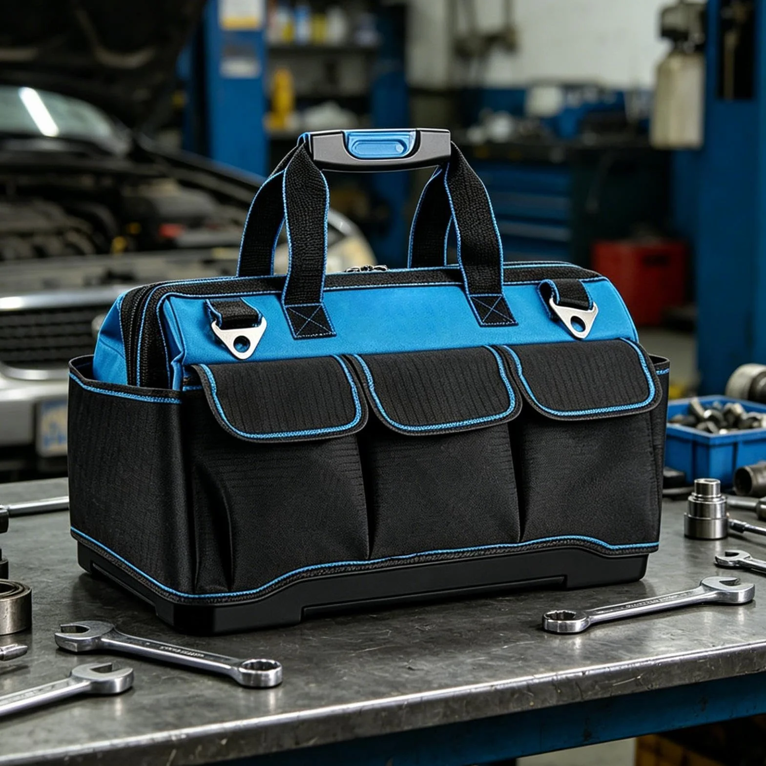 Torba Narzędziowa Organizer Męski Wielokieszeniowy Z Ergonomicznym Uchwytem | Torba Narzędziowa Typu Tote Ze Sztywnym Dnem Do Naprawy Aut, Na Budowie, W Warsztacie, Dla Elektryka I Mechanika, Na Z