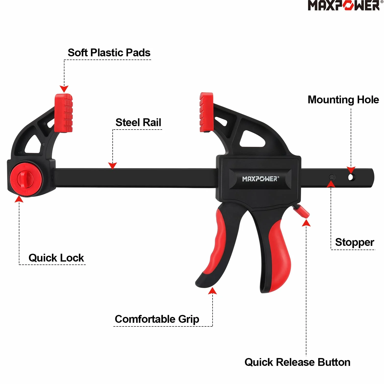 MAXPOWER Zestaw 6 zacisków szybkomocujących 150 mm/300 mm/600 mm do modelarstwa, piękna jakość