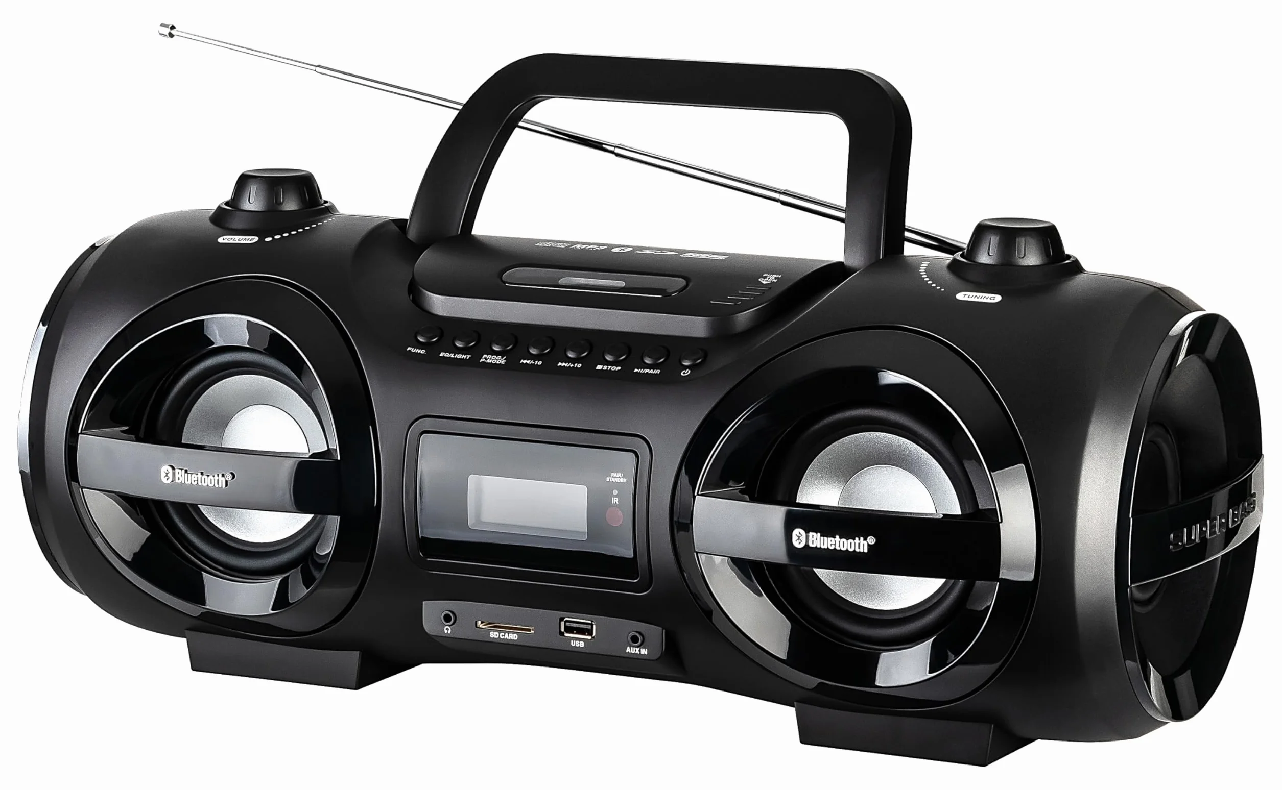 REFLEXION CDR900BT przenośny boombox Bluetooth radio FM MP3 USB SD CD 200 W czarny