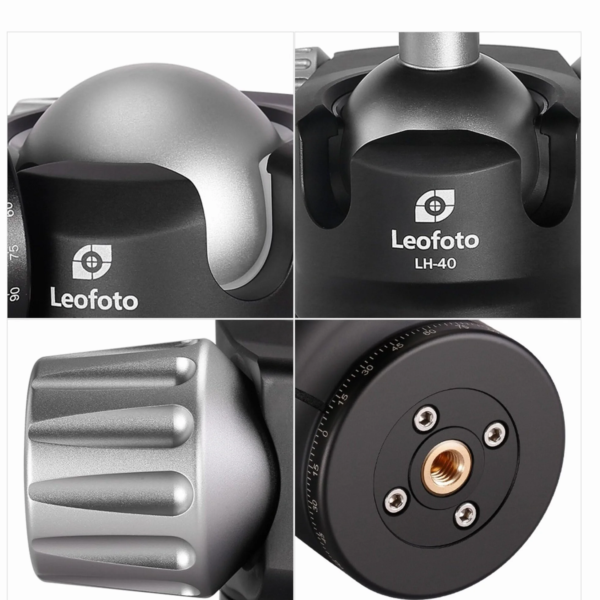 Leofoto - LH-40 Głowica statywu z płytą szybkiego zwalniania QP-70 - duża nośność - Lekka - Solidna i łatwa w użyciu - LH-40+QP-70