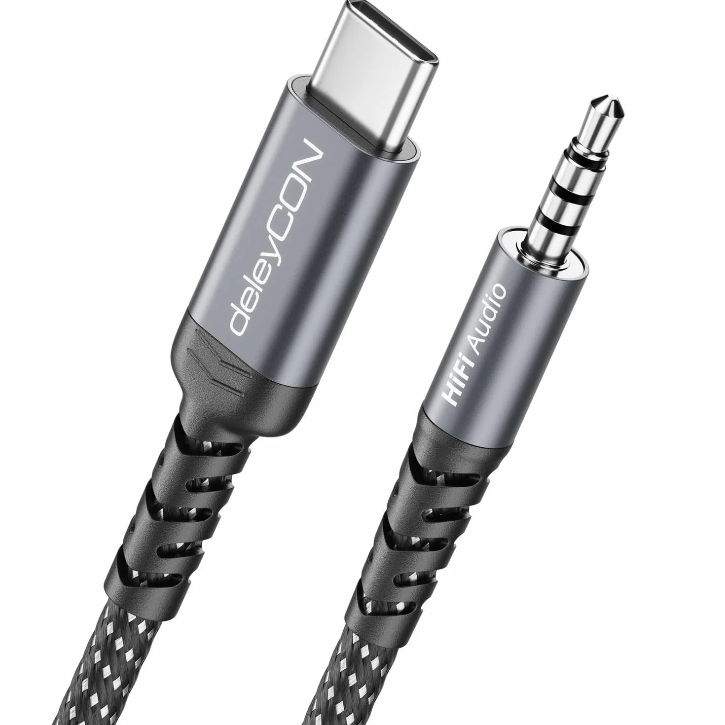 deleyCON 1,5m Kabel Adapter Audio USB-C na 3,5mm - USB Typ-C Wtyk do Jack Wtyk - do Słuchawek, Głośników, HiFi - do iPhone 17 16 15, iPad, Galaxy S25 S24 A16 A56, Notebook i Wiele Innych