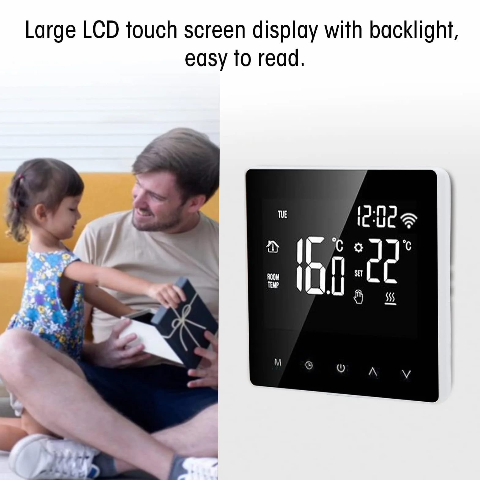 ME81H AC230V 50/60Hz Inteligentny termostat 5 ~ 90℃ WIFI Inteligentny termostat LCD ekran dotykowy Termostat ogrzewania podłogowego wody do Tuya (białe tło biały przycisk 16A)