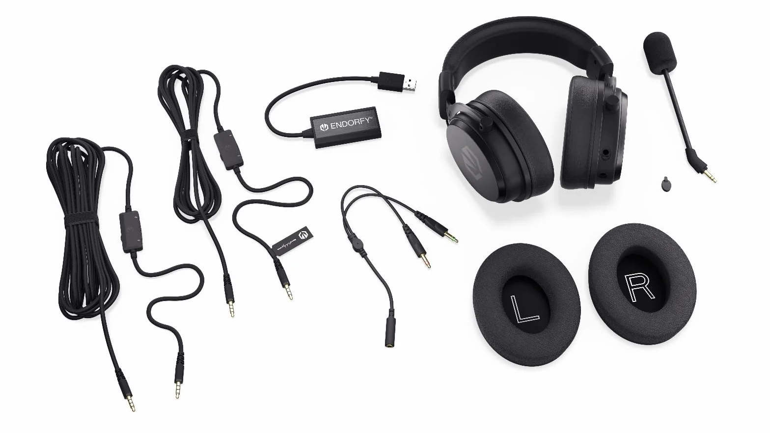 ENDORFY Viro Plus USB słuchawki gamingowe 7.1 53 mm odpinany mikrofon pop filtr karta dźwiękowa USB memory foam