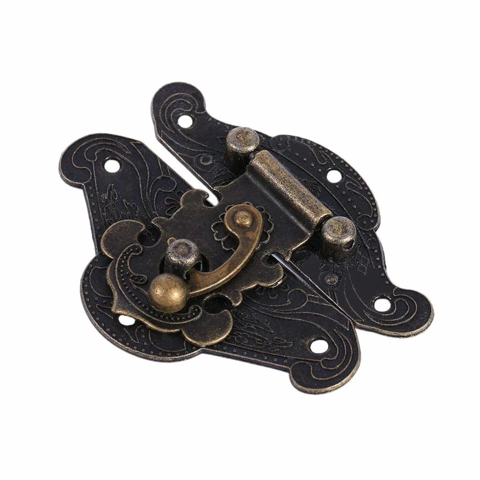 Mxtech Hasp skrzynki, klamka do szafy, zatrzask zatrzaskowy, antyczny retro vintage dekoracyjny zatrzask zatrzaskowy do pudełek na biżuterię (super mały 38 * 29 mm)
