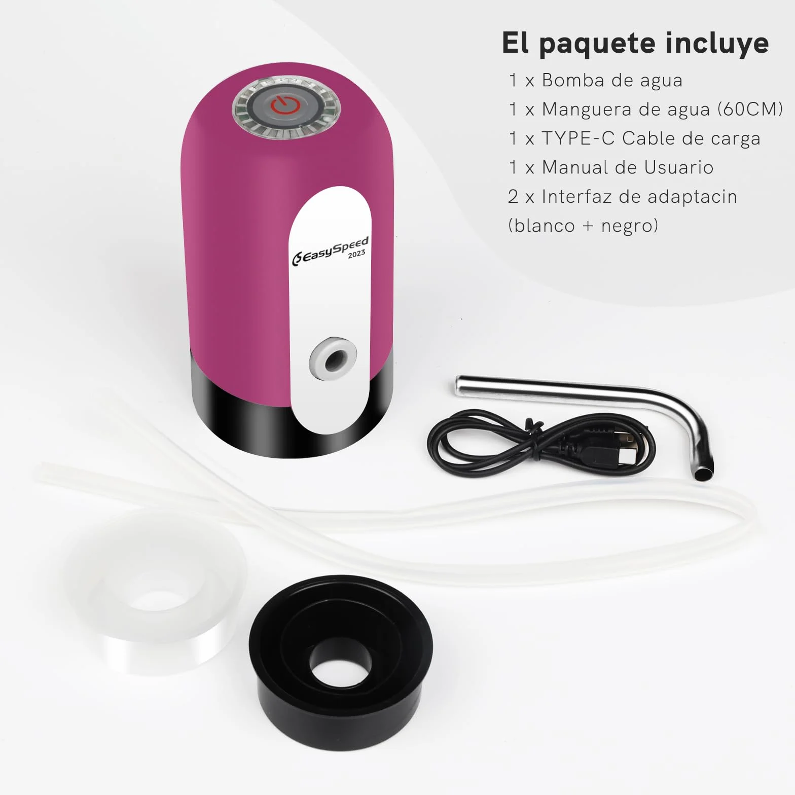 EASYSPEED Elektryczny Dozownik Wody Pitnej,W Zestawie 2 Adaptery Automatyczny Dystrybutor Wody Pitnej,Możliwość ładowania Przez USB 1200 mAh Pompa Do Butelek Na Wodę,Do Domowego Biura