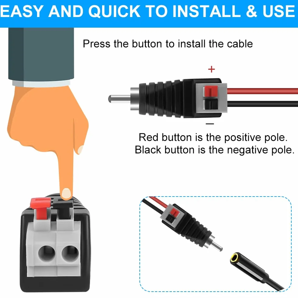 AXFEE 4 sztuki wtyków RCA, adapter RCA, adapter RCA do głośnika, wtyczka lutownicza, wtyczka głośnikowa, wtyczka cinch przykręcana, do transmisji sygnału audio/wideo AV