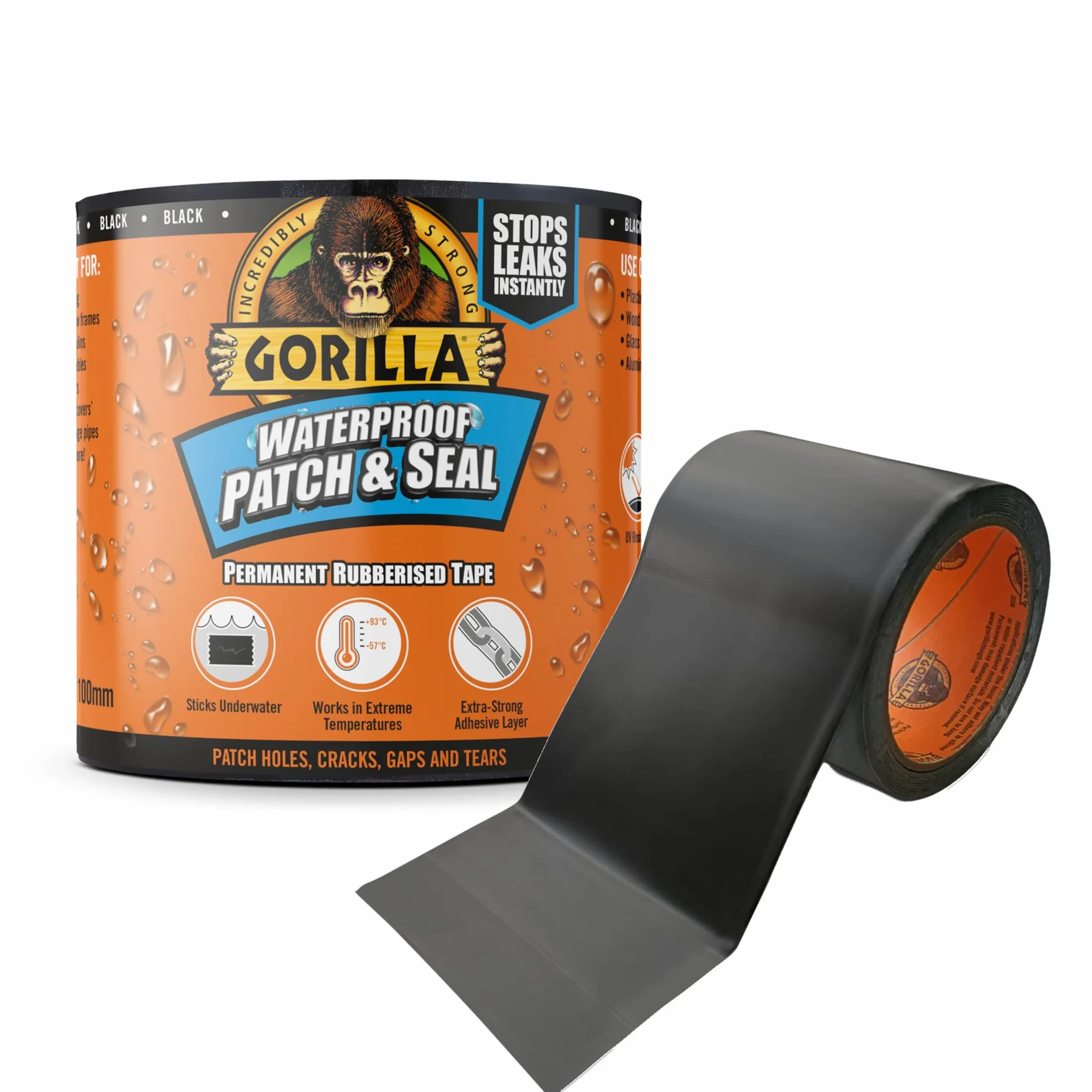 Gorilla 3044720 Taśma Uszczelniająca, Czarny, 3 m
