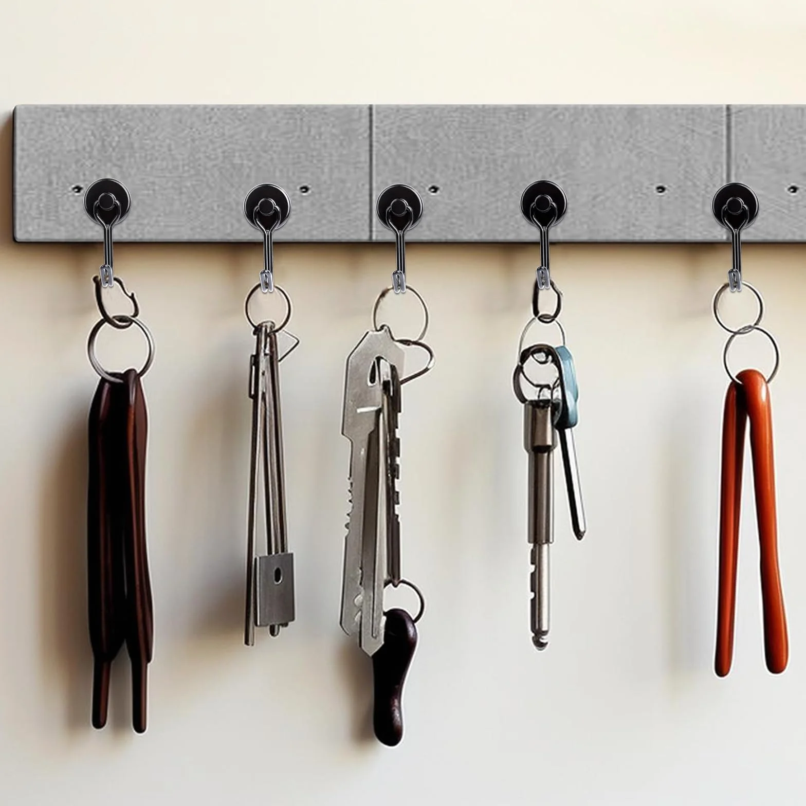 FPMYB 10 sztuk haków magnetycznych, bardzo mocne, czarne, 20 mm, magnesy neodymowe, trzymają się 15 kg, obracane haczyki, magnesy z haczykami, do kuchni, grilla, gadżetów, szafek biurowych