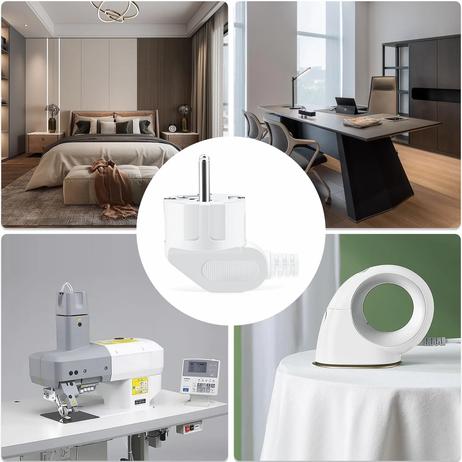 Wtyczka Schuko 250 V z odciążeniem ciągu, wtyczka z zestykiem ochronnym, ochrona przed zagięciem, ochrona przed wodą rozbryzgową i trwała, IP20, odporna na pękanie, biała – 3 sztuki białe