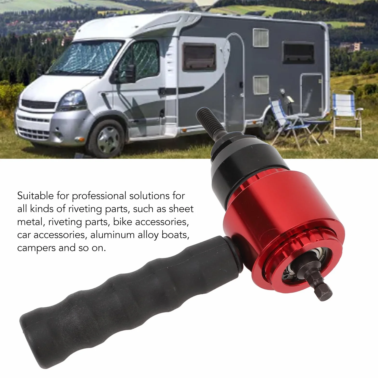 Wiertarka Akumulatorowa Elektryczny Adapter do Nitownicy Zestaw Adapterów do Wierteł do Nitonakrętek Wszechstronny, Przenośny Łatwy w Użyciu Adapter do Wiertarki do Nitonakrętek do Pojazdów Kempingowy