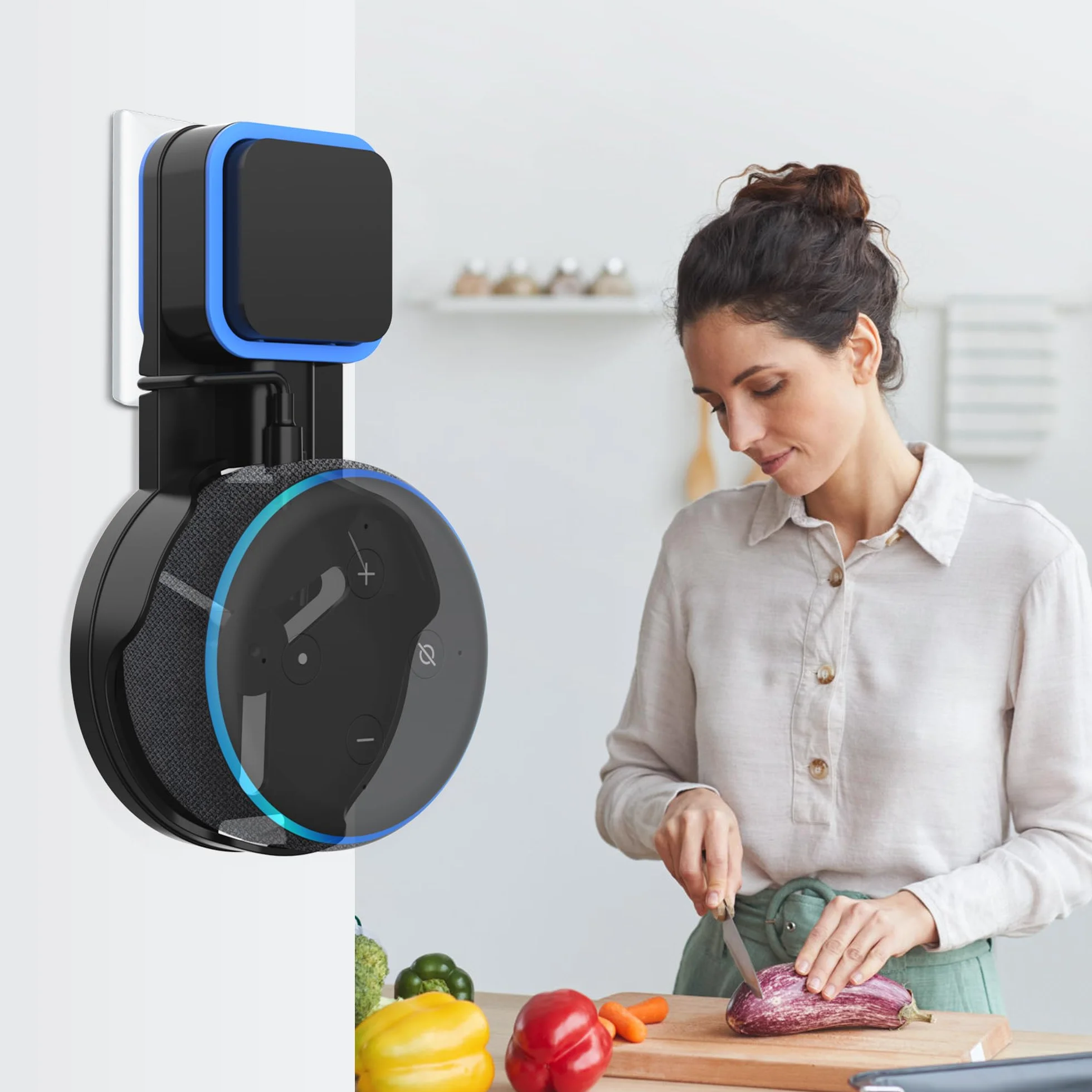 PlusAcc Uchwyt do montażu na stojaku 3. generacji do inteligentnego głośnika Google Home 3. generacji, bez śrub (czarny)