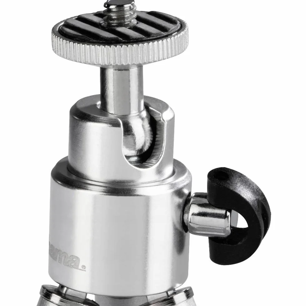 Hama Ball L Mini Statyw Tripod Metalowy z Głowicą 3D, Wysokość 21 cm, Błyszczący Chrom