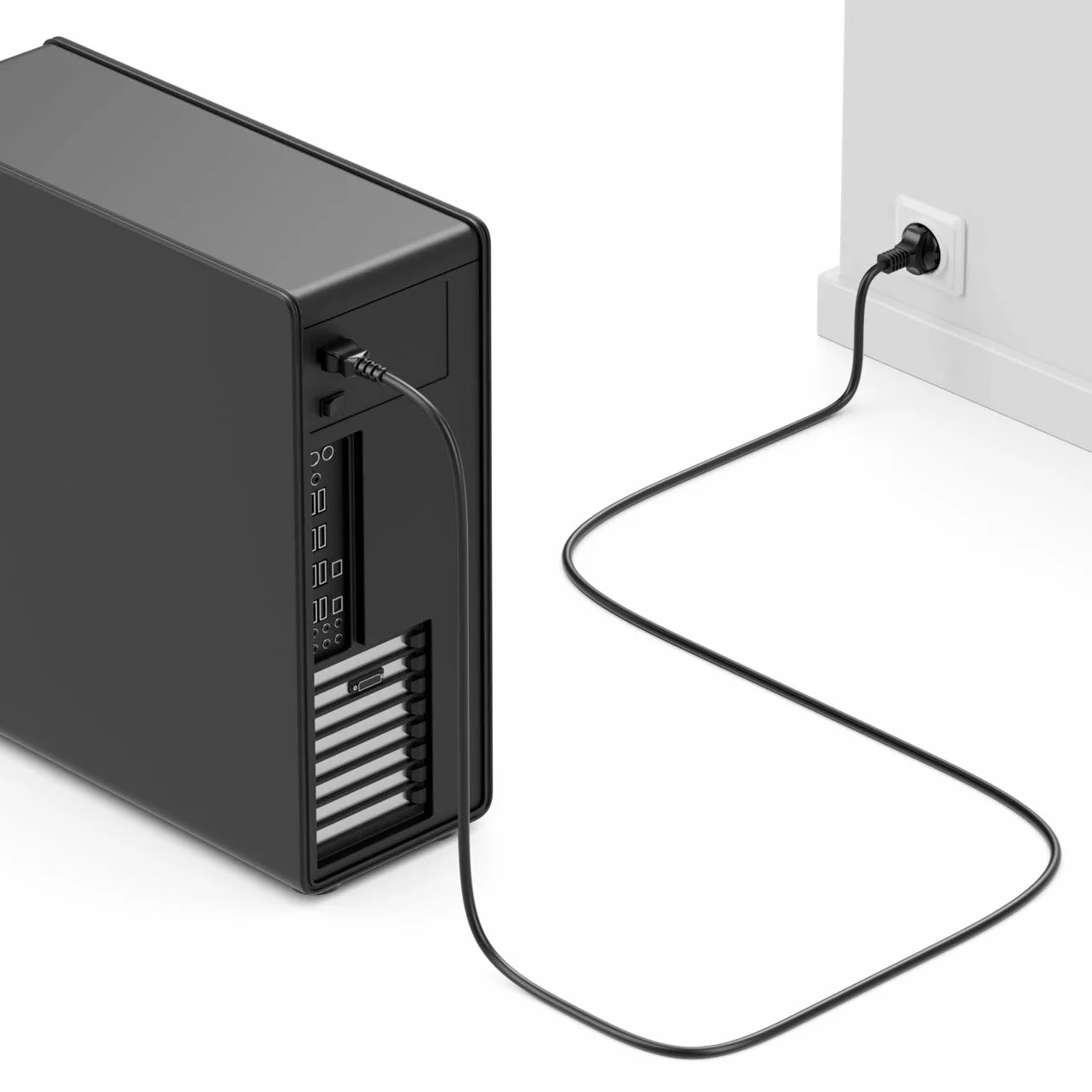 deleyCON 3,0m Kabel Zasilający Przewód Sieciowy Linia Prądu do Urządzeń Wtyk Ochronny Typ F (CEE 7/7) na Gniazdo C13 PC Komputer Monitor Drukarka Projektor - Czarny
