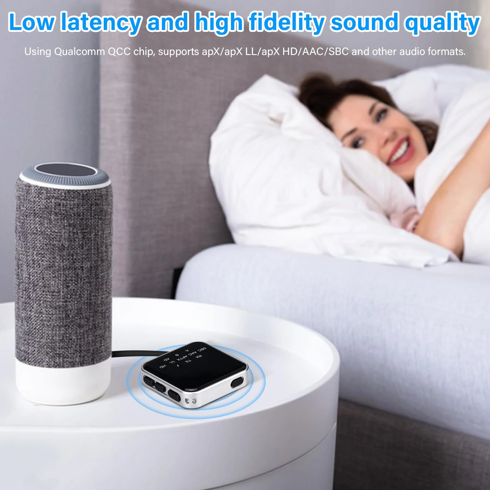 Nadajnik Odbiornik Bluetooth 5.2 z kablem audio 3,5 mm, podwójne wyjścia AUX, niska latencja do TV i słuchawek