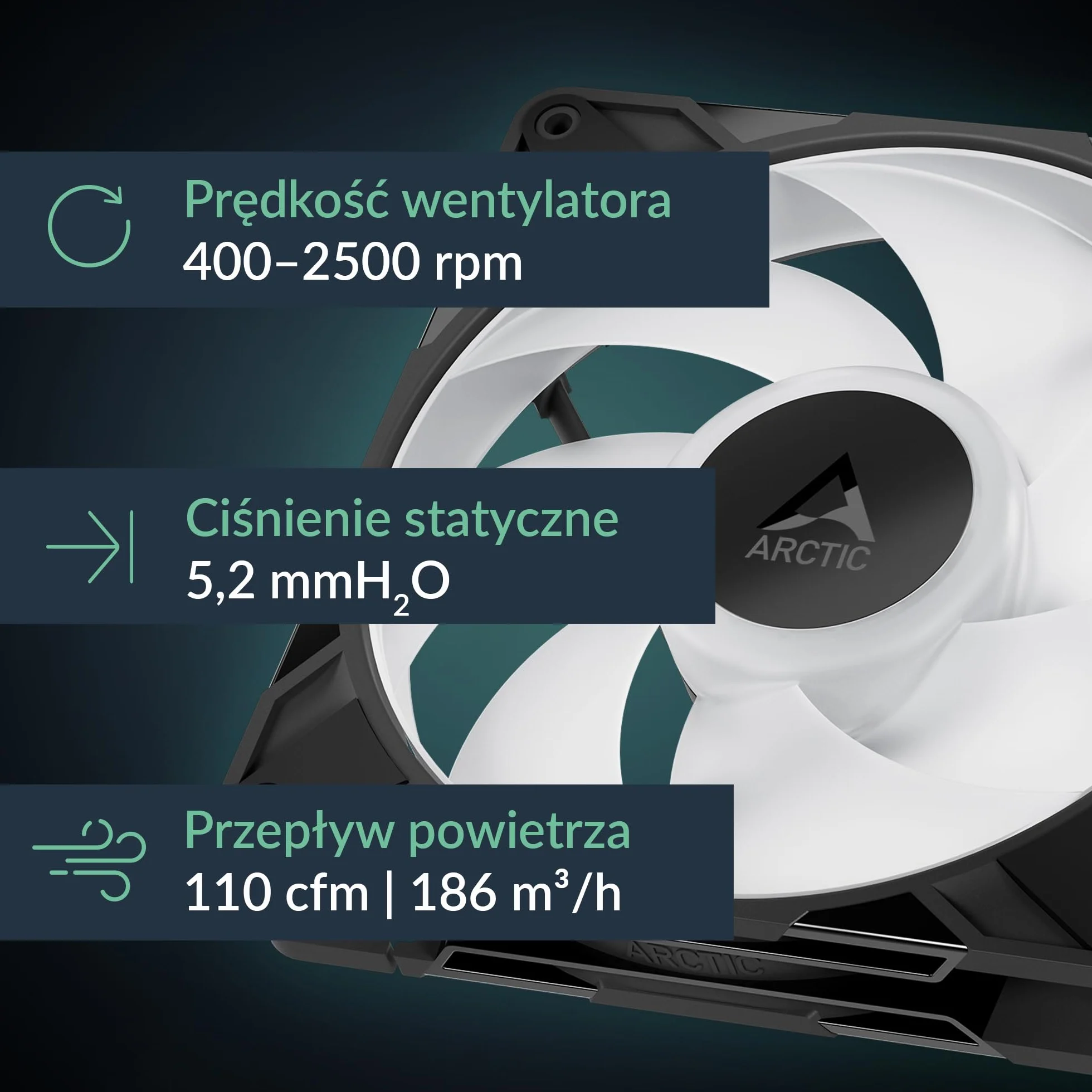 ARCTIC P14 Pro A-RGB - Mocny Wentylator Premium, Wentylator PWM 140 mm z Rozdzielaczem Kabla Y, 400-2500 rpm, 0 rpm <5% PWM, 5V Cyfrowy RGB, łożysko ślizgowe Hydrodynamiczne, 4-Pin - Czarny