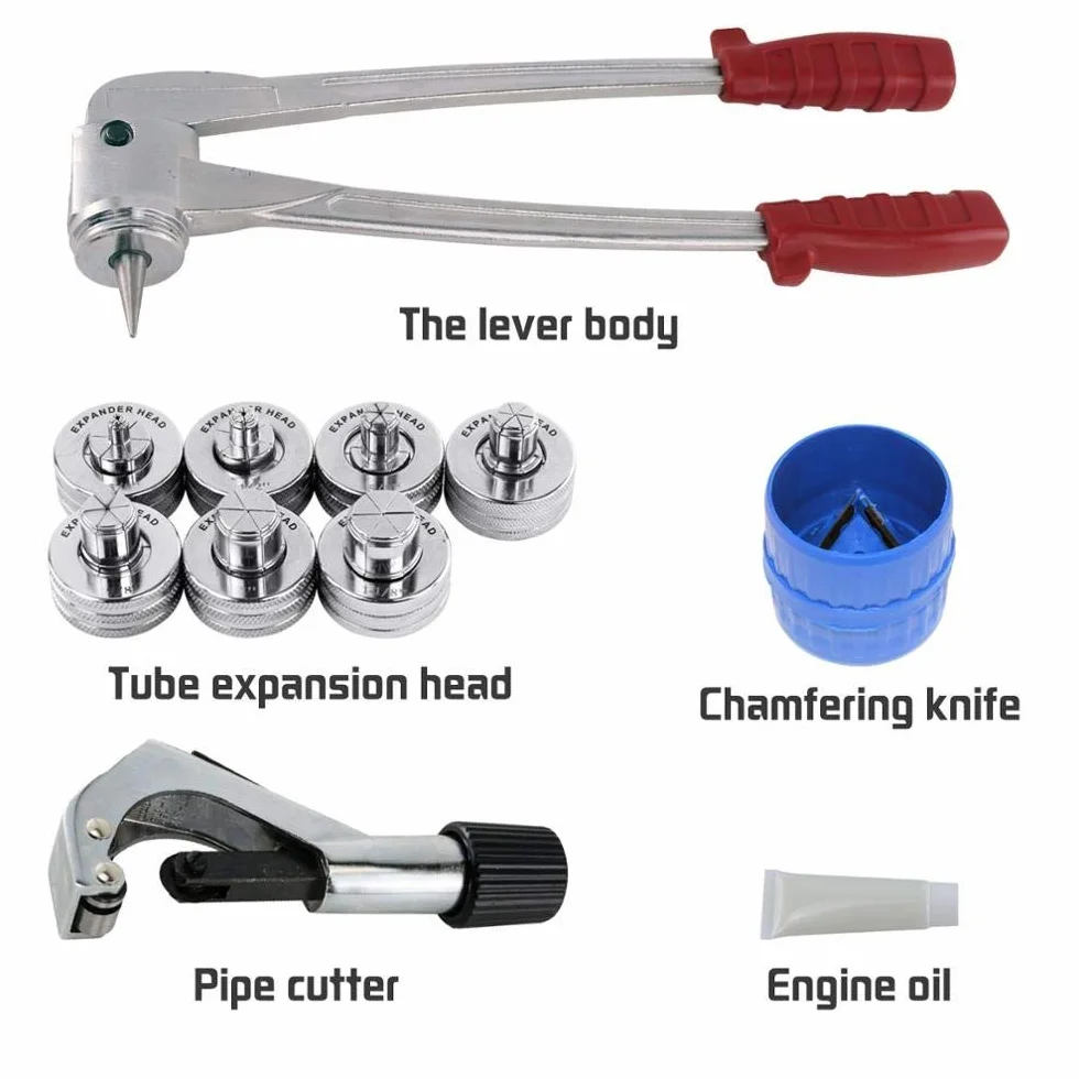 ZEFS-ESD Hydraulic Tools Zestaw narzędzi do rozszerzania rur miedzianych, narzędzie do rozszerzania rur z obcinakiem do rur i narzędziem do gratowania szczypiec hydraulicznych 3/8 do 1-1/8 cala