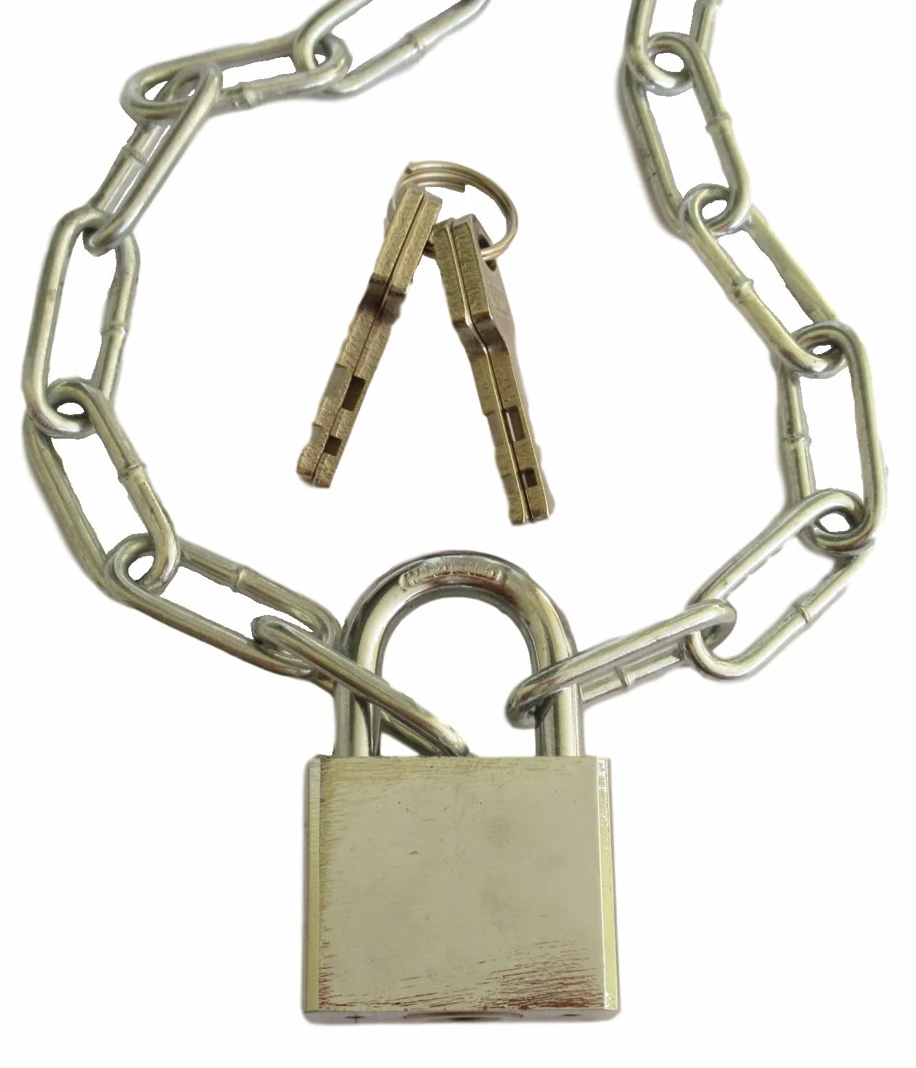 Łańcuch stalowy z zamkiem 40 mm i 4 kluczami (łańcuch ocynkowany 3,5 mm x 28 mm x 14 mm grubość ogniwa + kłódka o szerokości 40 mm), towar sprzedawany na metry, 50 cm do 800 cm, długość do wyboru, (50 cm = 0,5 metra)