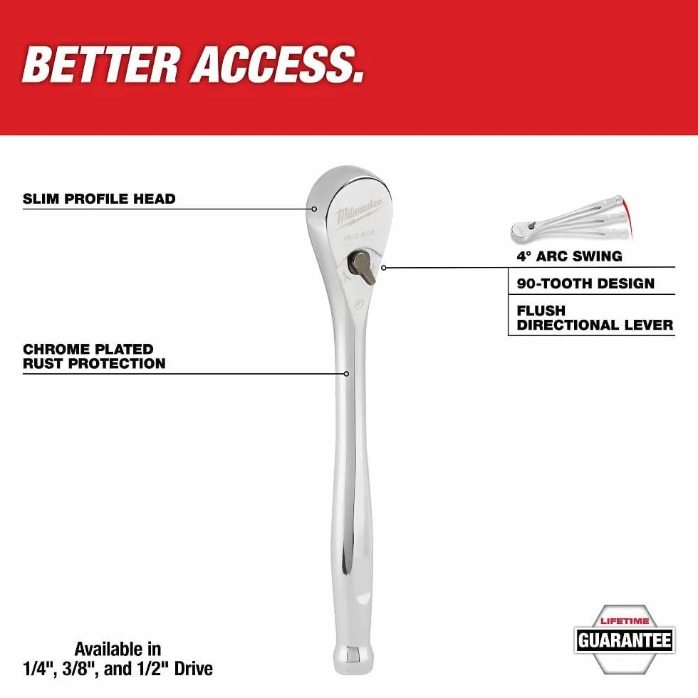 Milwaukee 48229038 3/8 cala grzechotka, czerwony, 3/8"