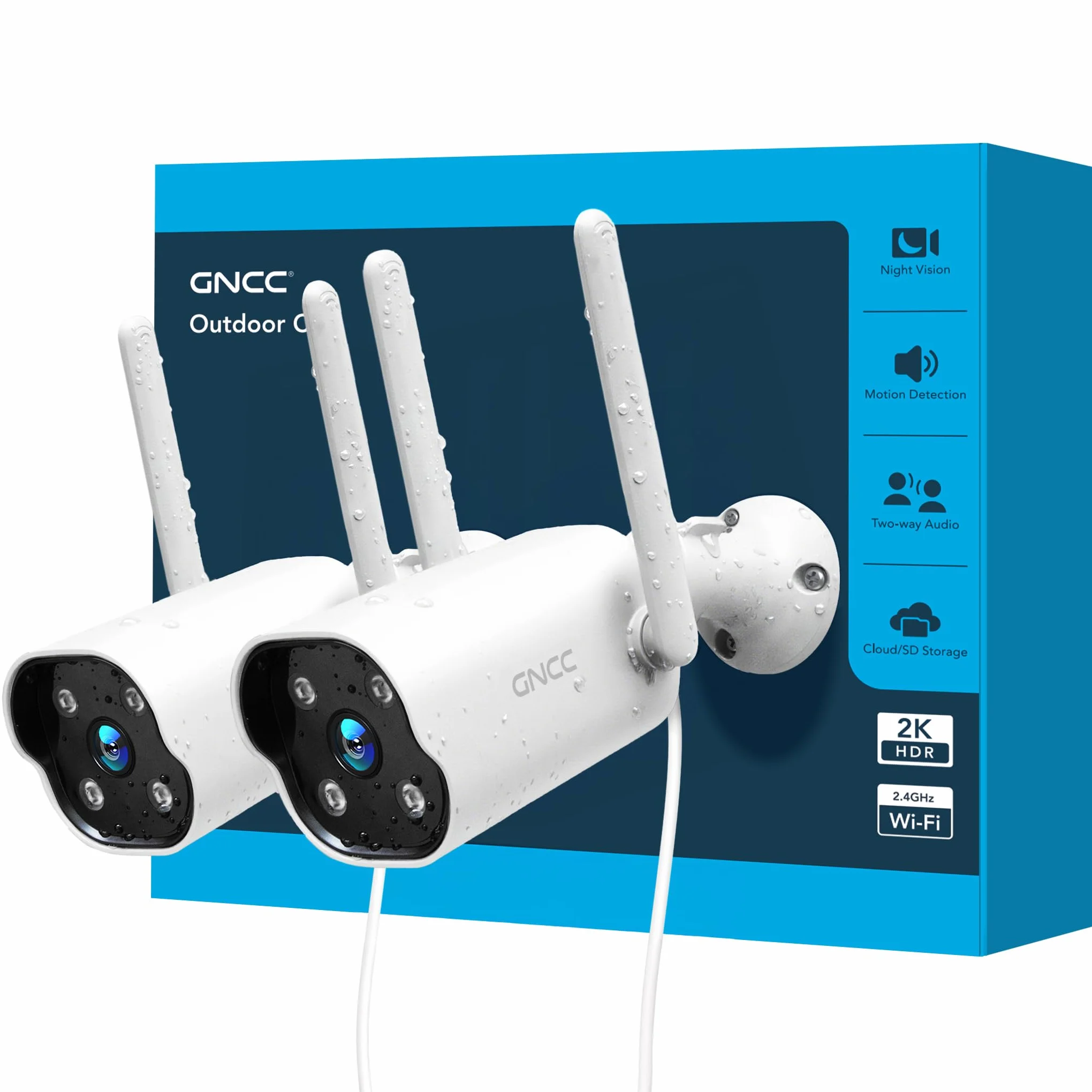 GNCC GT1Pro zewnętrzna kamera bezpieczeństwa 2K IP65 noktowizor wykrywanie ruchu AI