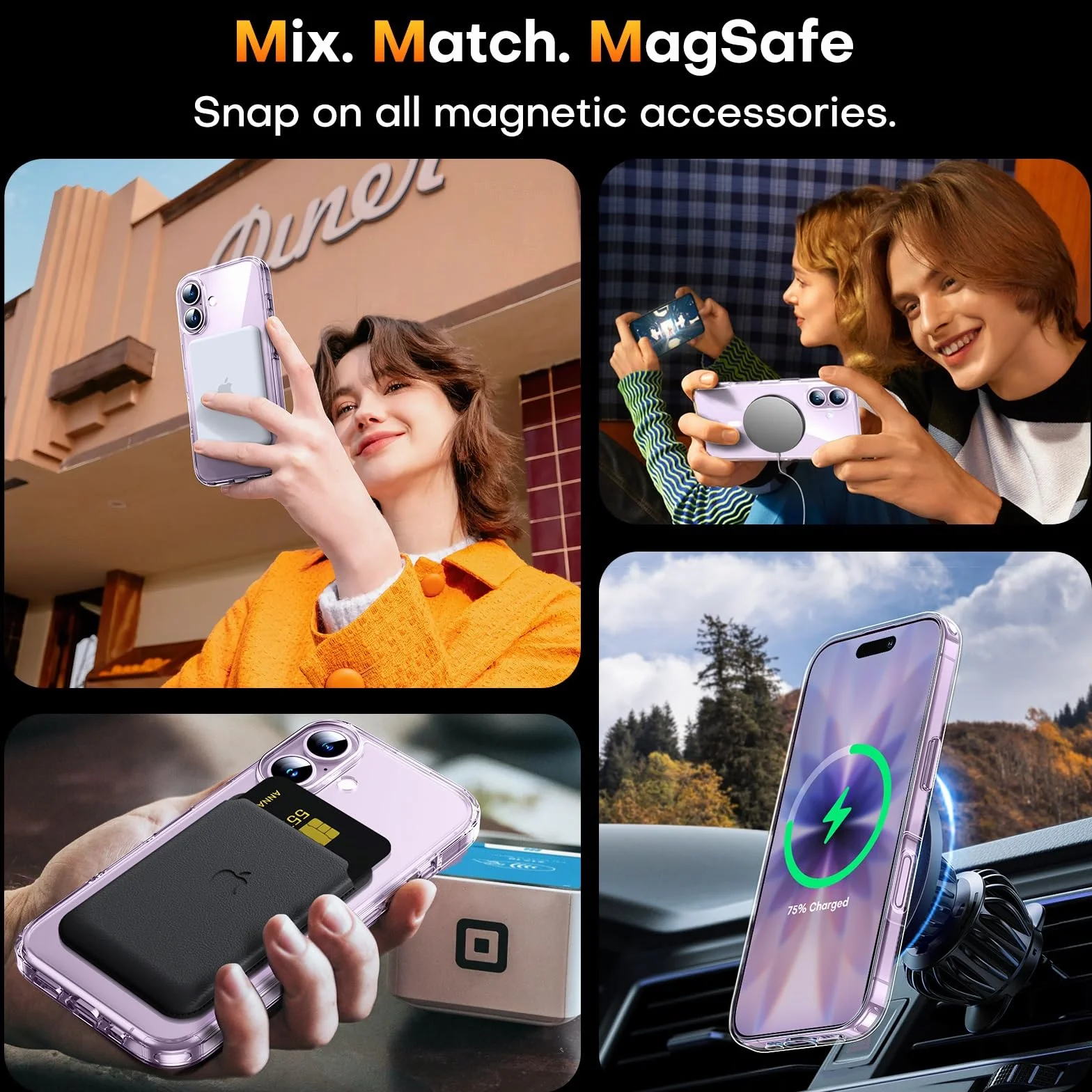 TAURI Etui iPhone 17 6.3" Szkło Hartowane Ochraniacz Ekranu Magnetyczne Nieżółknącą Odporny Obudowy Przejrzysty