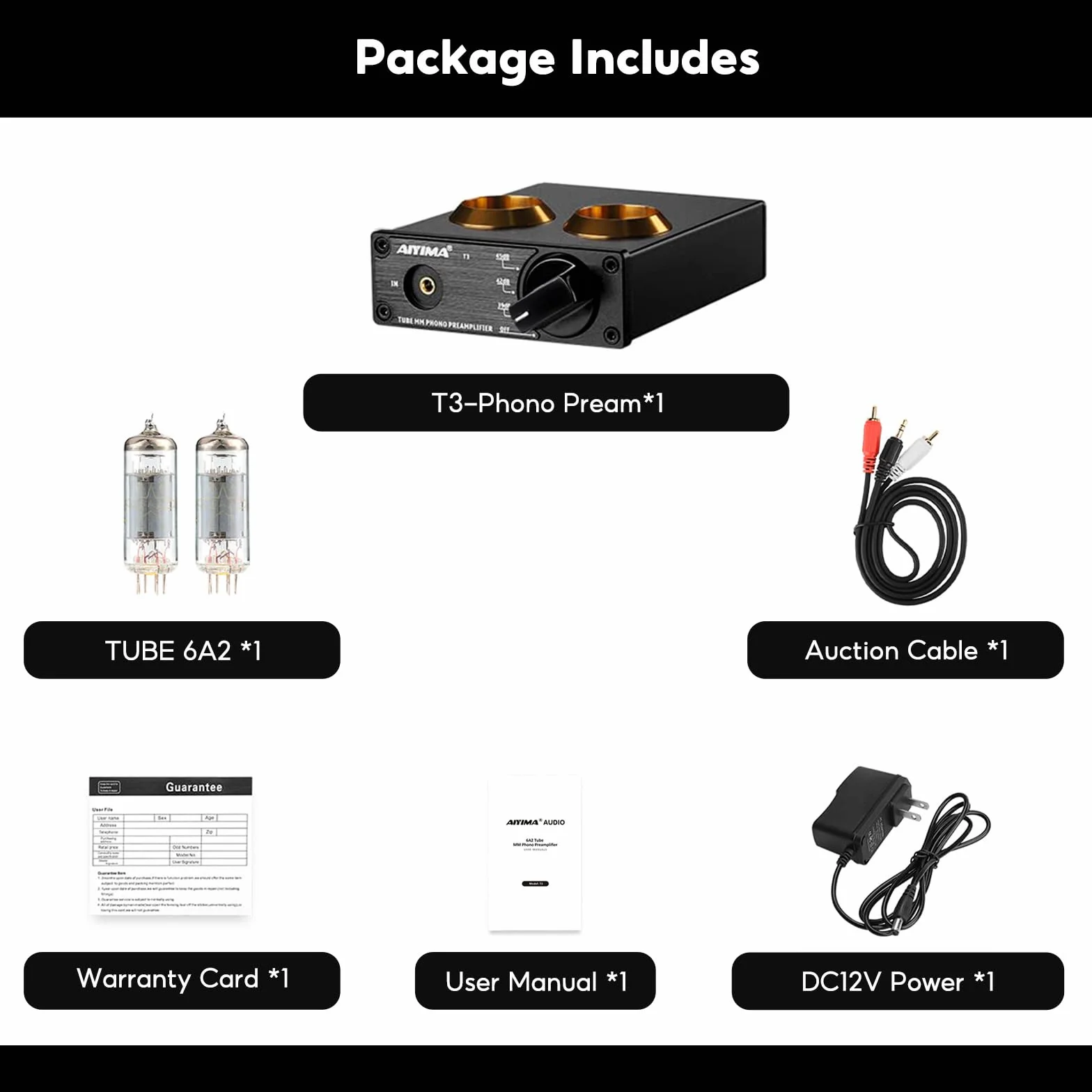 AIYIMA T3 Rurki HiFi MM Phono przedwzmacniacz do gramofonu stereo