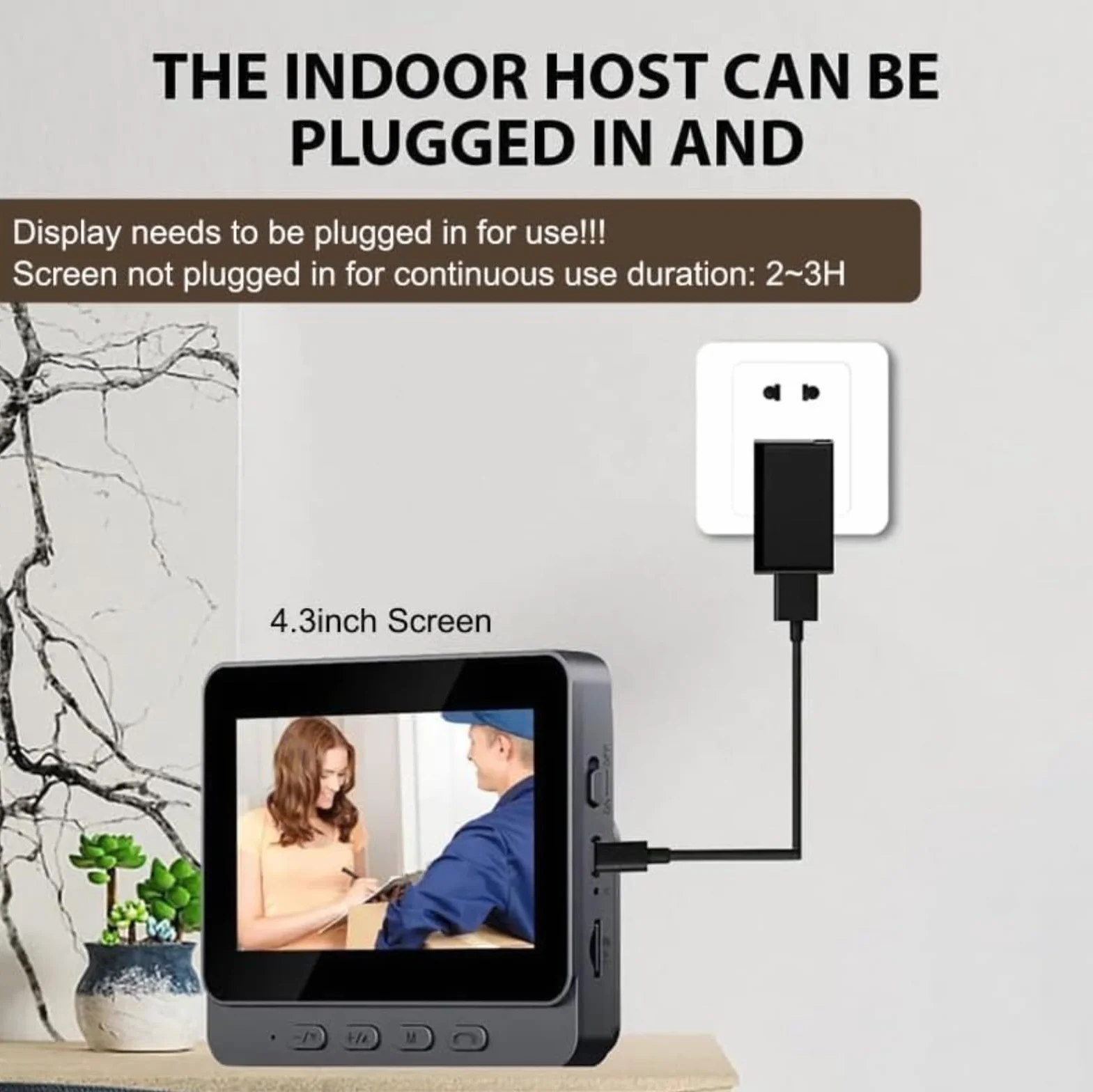 Wireless Video Doorbell 4,3-calowy ekran IPS 2,4G Bezprzewodowy dzwonek wideo Dwukierunkowy domofon z kamerą 170° HD Infrared Night Vision Dwukierunkowy dźwięk sprawiają, że Twoje bezpieczeństwo w