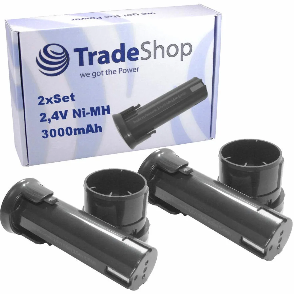 2 x Trade-Shop Premium akumulator 2,4 V 3000 mAh Ni-MH kompatybilny z Panasonic ABB Minifix 100 Minifix 210 SDF-AK210 SDF210 ABB Pressofix 208 Atoll 4800 ESCO śrubokręt 2,4 V Stotz S&JB Minifix 210