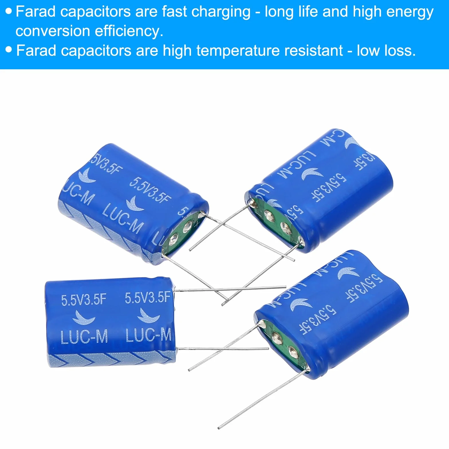 PATIKIL Kondensatory aluminiowe 5,5 V 3,5 F do przechowywania energii 4 szt.